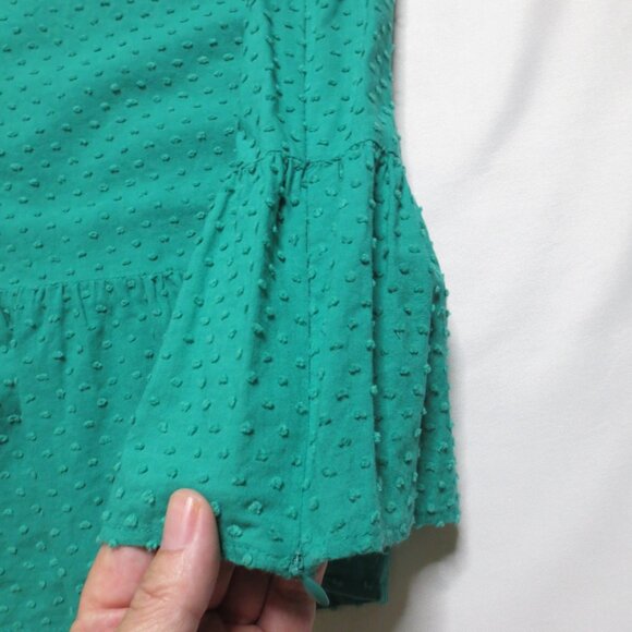 4/$14 LOFT womens GREEN tank BLOUSE top RUFFLE dots SUMMER fitted CAREER size S - Picture 3 of 8